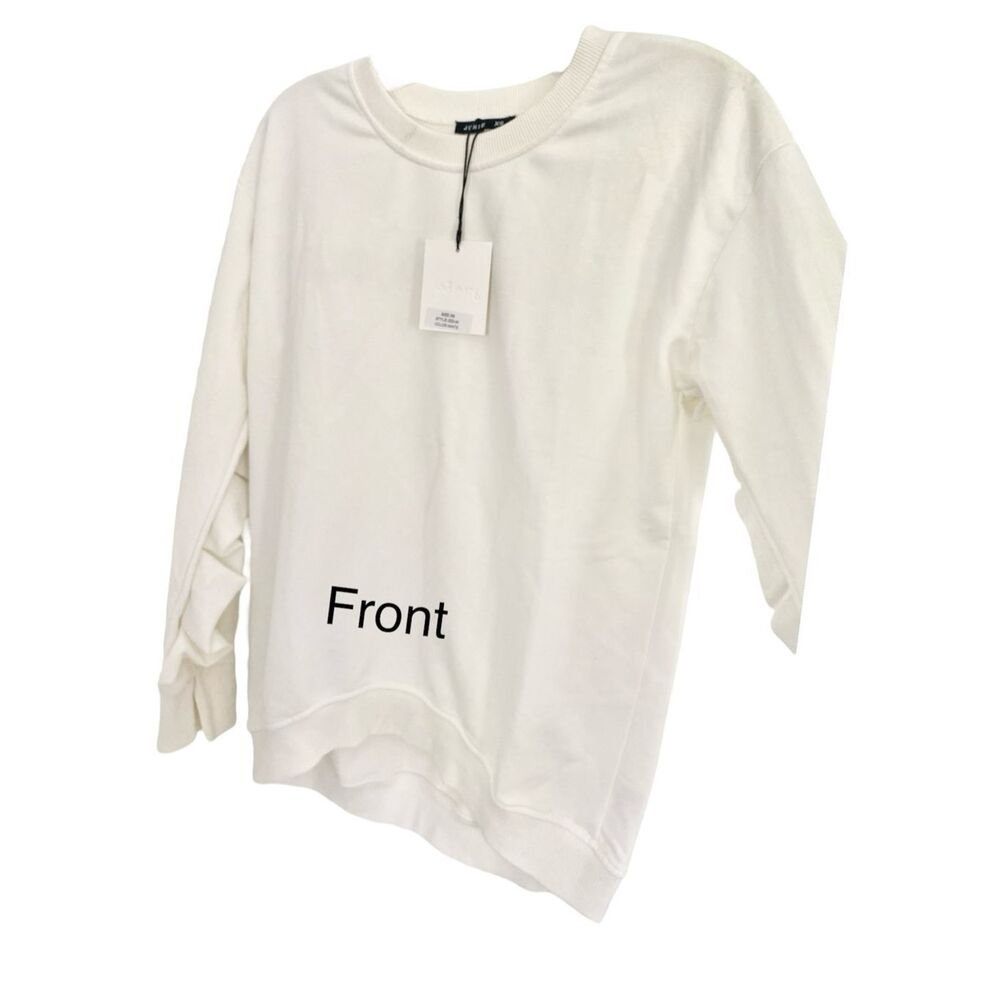 Junie Ruffled Long Sleeve Ivory Cotton Blend Sweatshirt Oversized S